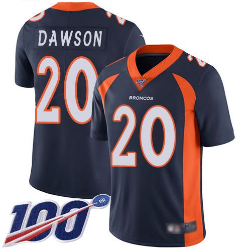Men Denver Broncos #20 Duke Dawson Navy Blue Alternate Vapor Untouchable Limited Player 100th Season Football NFL Jersey
